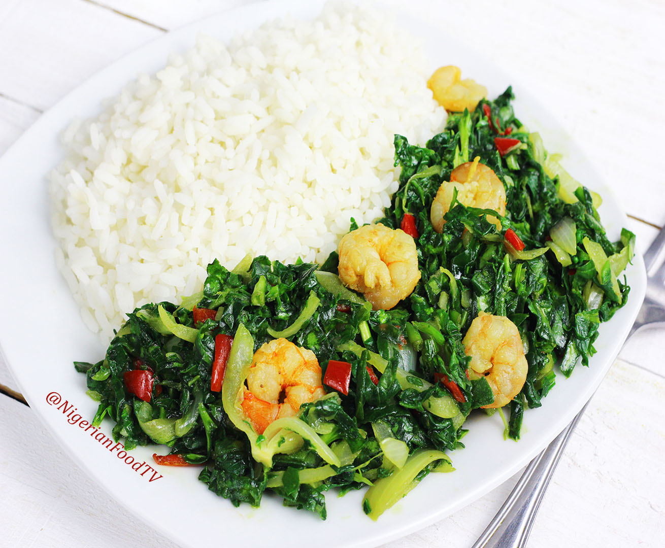 spinach shrimps stir fry