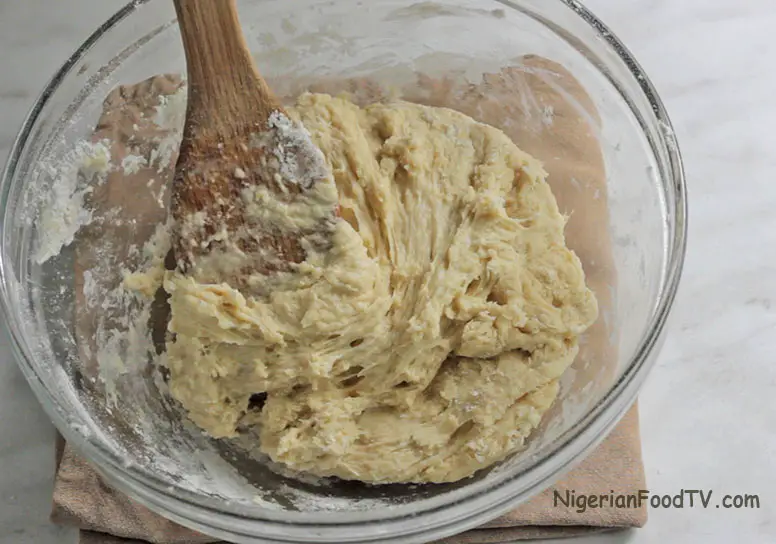 Mixing the no knead bread rolls recipe without kneading easy